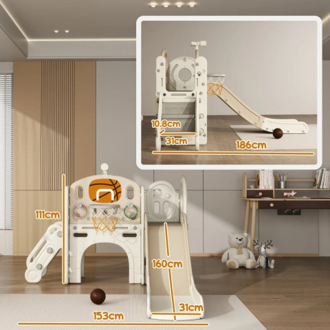 Dětská skluzavka 7 v 1 | krémově bílá č.3