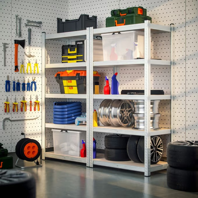 Sada 2 regálů 180x90x40cm |stříbrná