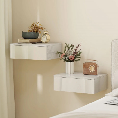 2 závěsné noční stolky 40 x 30 x 14 cm | bílé č.3