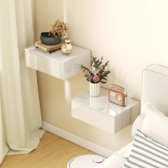 2 závěsné noční stolky 40 x 30 x 14 cm | bílé č.1