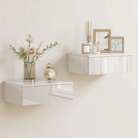 2 závěsné noční stolky 40 x 30 x 14 cm | bílé č.5