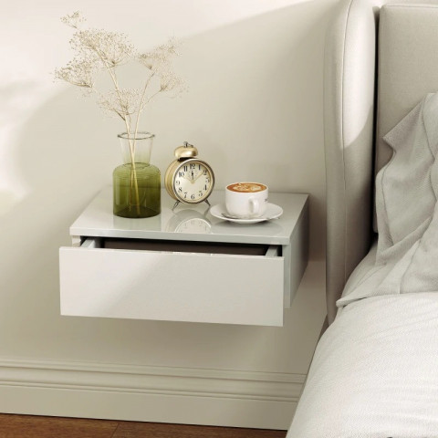 2 závěsné noční stolky 40 x 30 x 14 cm | bílé č.6