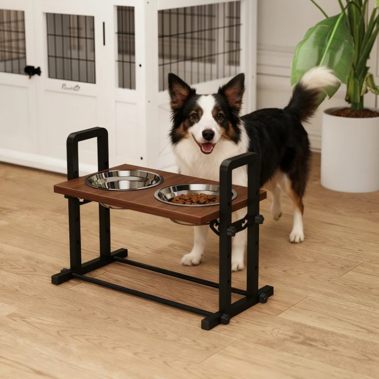 Výškově nastavitelná miska na krmivo | hnědá