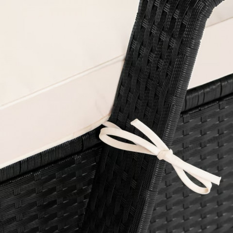 Zahradní lehátko z polyratanu 193x90x43cm | černé/krémové č.6