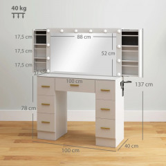 Toaletní stolek s 12 LED světly | bílý č.3