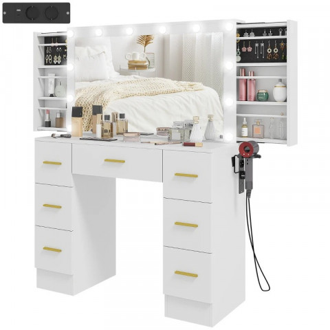 Toaletní stolek s 12 LED světly | bílý č.4