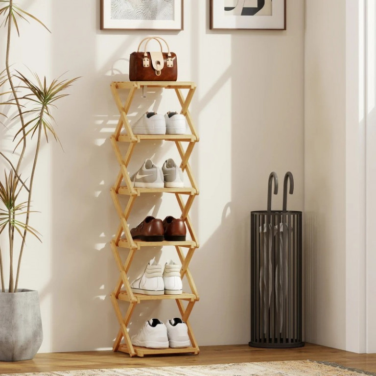 Skládací botník se 6 patry | přírodní