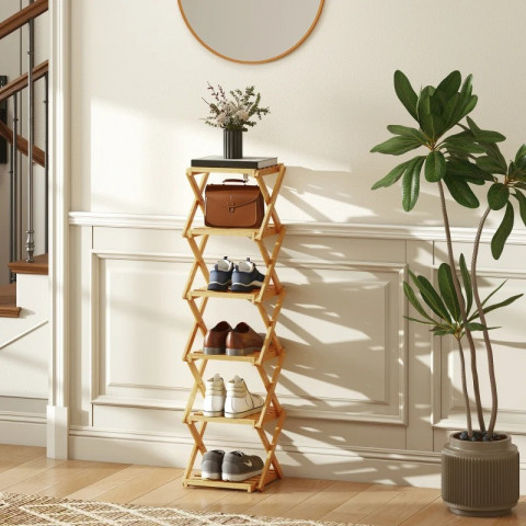 Skládací botník se 6 patry | přírodní č.4