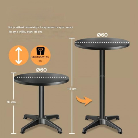 Barový stůl Ø60cm | černá č.3