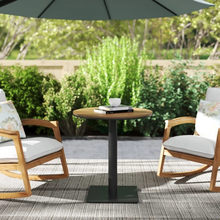 Zahradní stůl průměr 70 cm | přírodní + černý