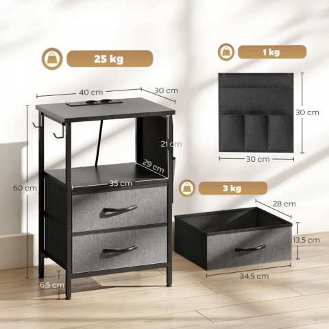 Konferenční stolek s nabíjecí stanicí | černý č.2