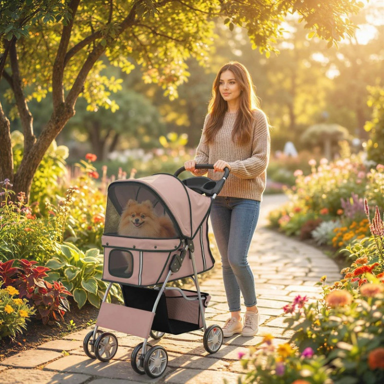 Kočárek pro psy a kočky do 10kg | kávová