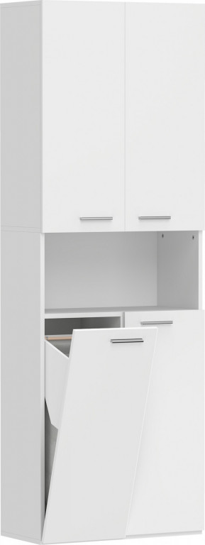 Vysoká skříňka s výklopným košem na prádlo 60 x 30 x 174 cm | bílá