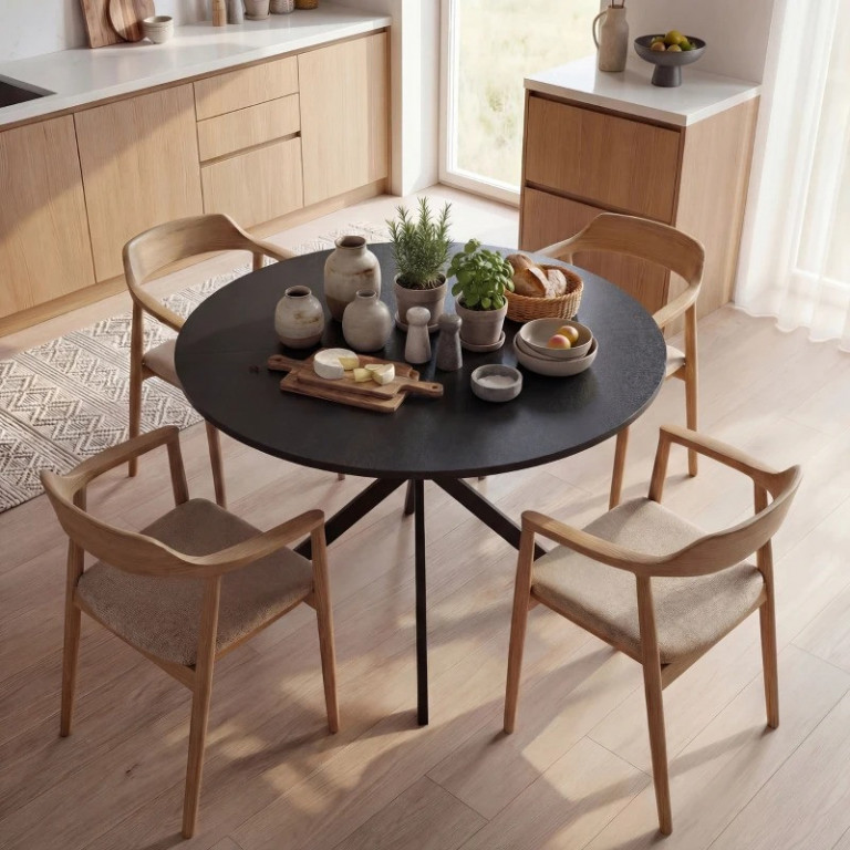 Kulatý jídelní stůl pro 4 osoby Ø100 cm | černý