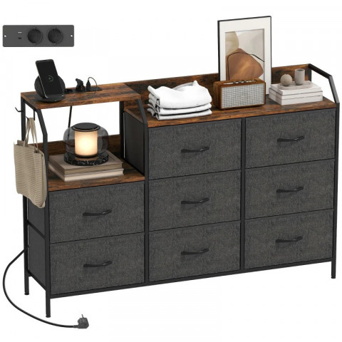 Skříňka s 8 zásuvkami z netkané textilie | rustikálně hnědá + černá č.4