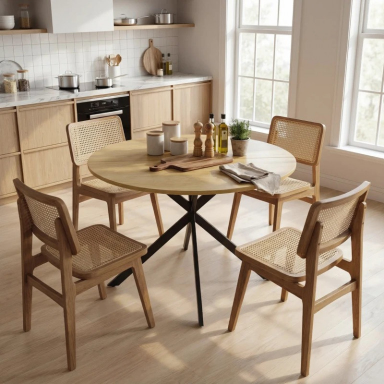 Kulatý jídelní stůl pro 4 osoby Ø100 cm | dub