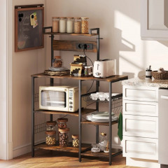 Kuchyňská stojící polička se 2 zásuvkami, 90 x 42 x 130 cm | rustikální hnědá č.3