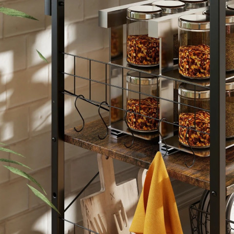 Kuchyňská stojící polička se 2 zásuvkami, 90 x 42 x 130 cm | rustikální hnědá č.5