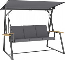 Třímístná zahradní houpačka s nastavitelnou střechou | šedá č.1