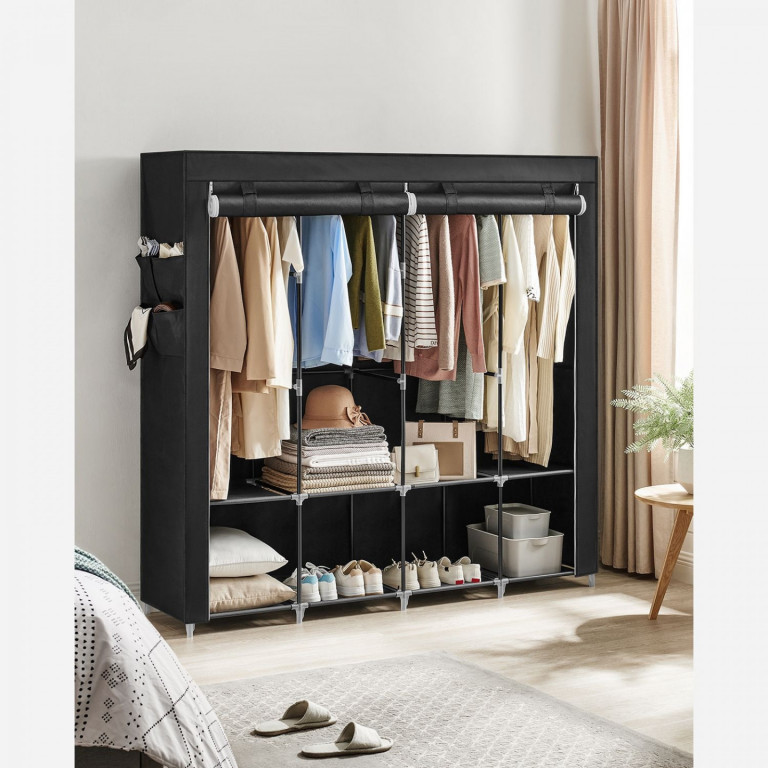 Plátěná šatní skříň 45 x 170 x 167 cm | Černá