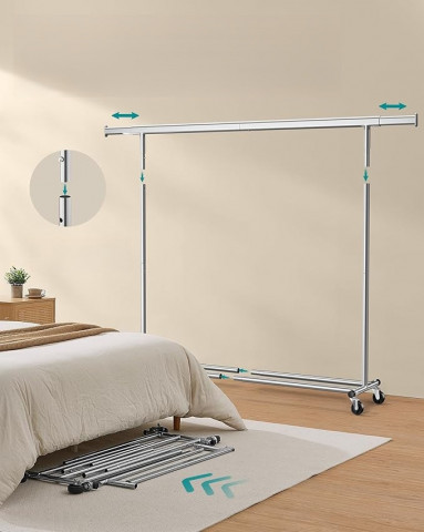 Pojízdný stojan na oblečení 150kg | stříbrný č.3