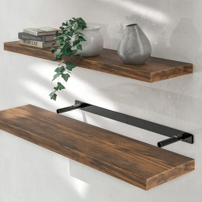 Vysoce kvalitní nástěnná police 90cm | tmavý dub