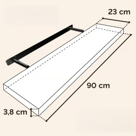 Vysoce kvalitní nástěnná police 90cm | tmavý dub č.3