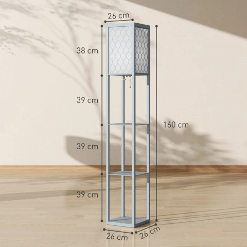 Stmívatelná stojací lampa s poličkou | světle šedá č.3