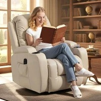 Relaxační a masážní křeslo s funkcí polohování | krémově bílé č.1