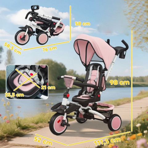 Tříkolka 6v1 | růžová č.2