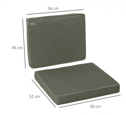 2 polštáře na zahradní židle 56 x 52 cm | tmavě šedé č.3