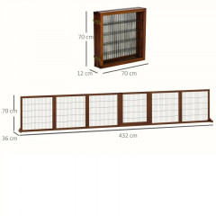 Bezpečnostní zábrana pro psy 432x36x70 cm | kávová č.3