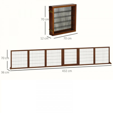 Bezpečnostní zábrana pro psy 432x36x70 cm | kávová č.3