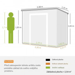 Kovový zahradní domek 2,4 x 1,3 m | šedý č.2
