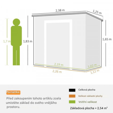 Kovový zahradní domek 2,4 x 1,3 m | šedý č.2