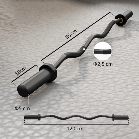 Ocelová činka s protiskluzovými objímkami 120 cm, 100kg | černá č.2