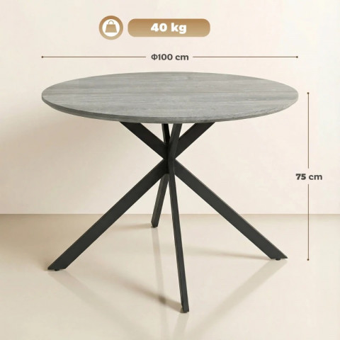 Kulatý jídelní stůl pro 4 osoby Ø100 cm | šedý č.4