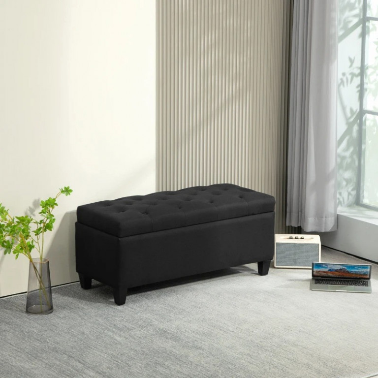 Čalouněná lavice s úložným prostorem 100 x 40 x 44 cm | černá
