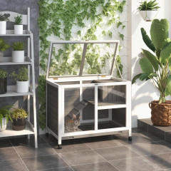 Pojízdná králíkárna 91,5 x 53,3 x 73 cm | šedá č.1