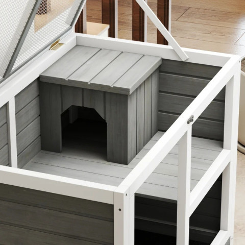 Pojízdná králíkárna 91,5 x 53,3 x 73 cm | šedá č.7