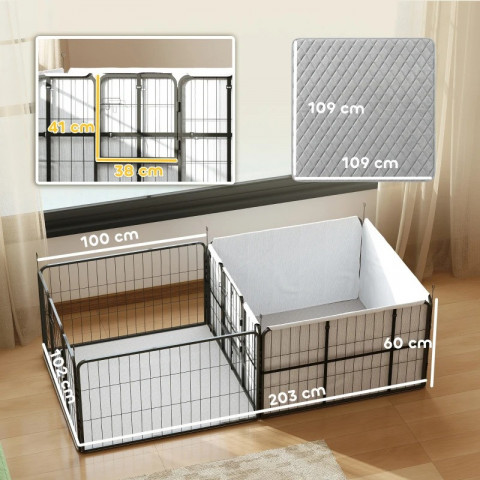 Porodní box pro štěňata 203 x 102 x 60 cm | černý č.3
