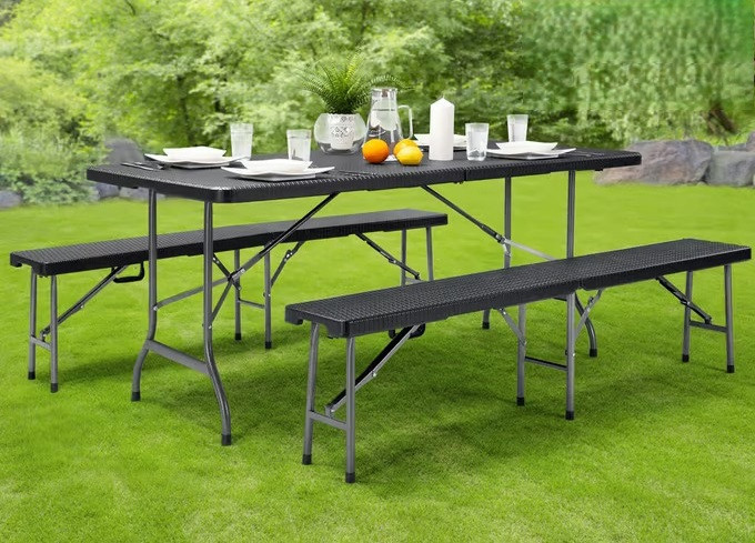 3dílná pivní zahradní sada | černá