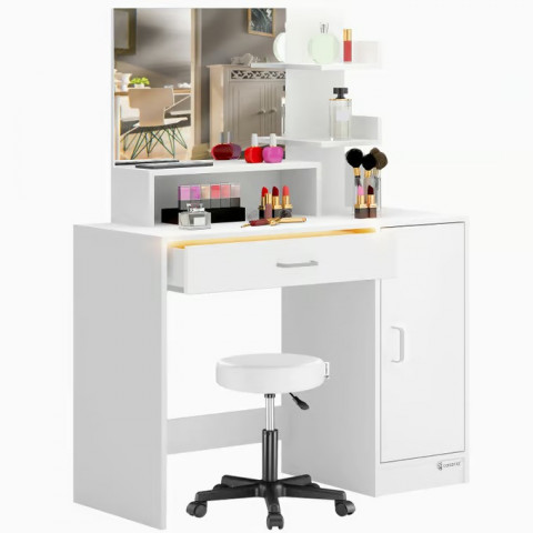 Toaletní stolek Jocelyn včetně pojízdné stoličky | bílý č.4