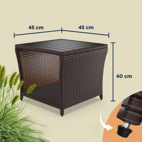 Polyratanový odkládací stolek Vedis 45x45x40cm | hnědá č.3