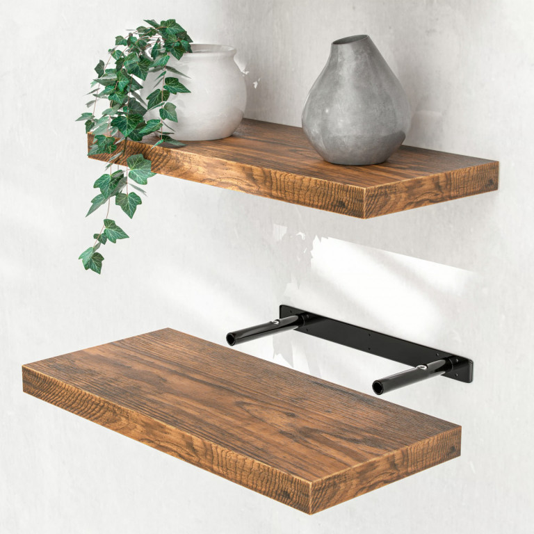 Vysoce kvalitní nástěnná police 50 cm | tmavý dub