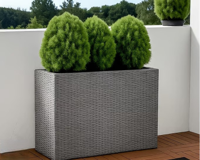 Polyratanový květináč 83x30,5x60cm | šedý