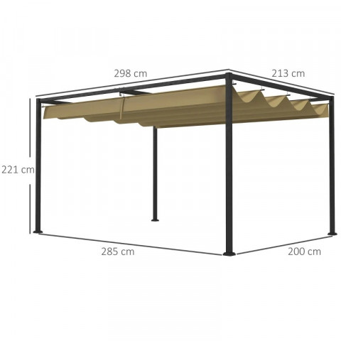 Pergola s kovovým zastřešením 3x2 m | khaki č.3