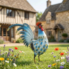 Zahradní socha kohouta 44 x 18 x 41 cm | vícebarevná č.1