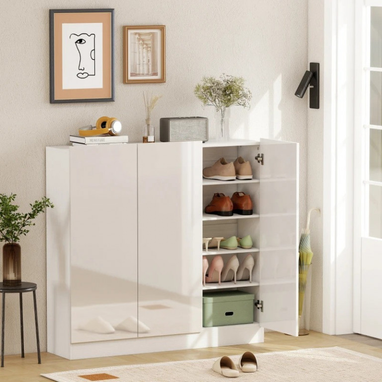 Botník s nastavitelnými policemi 106,4 x 34 x 108,5 cm | bílý