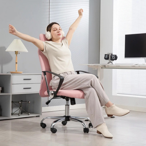 Ergonomická kancelářská židle s funkcí otáčení a houpání | růžová č.5